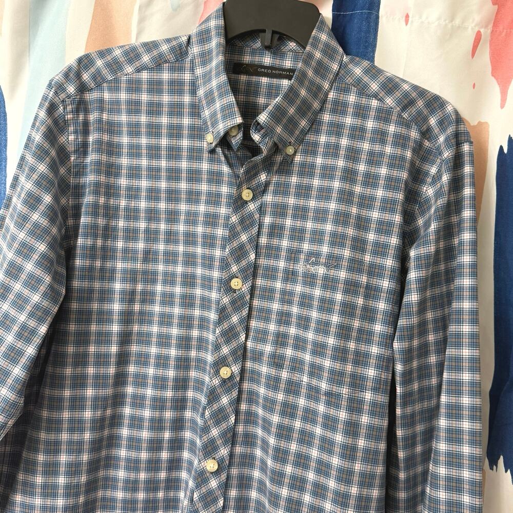 Greg Norman Men’s Plaid Long Sleeve Button Down Shirt Size Medium